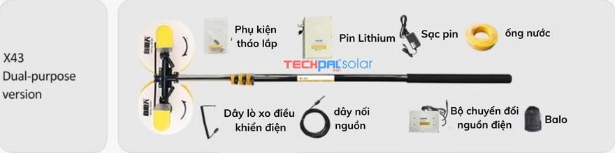 Chổi vệ sinh pin năng lượng mặt trời X43 không chổi than
